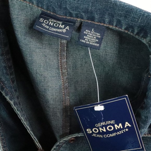 New Sonoma Women's L Denim Blue Jean 90's Y2K Fitted Sheath Sleeveless Dress - Picture 11 of 11